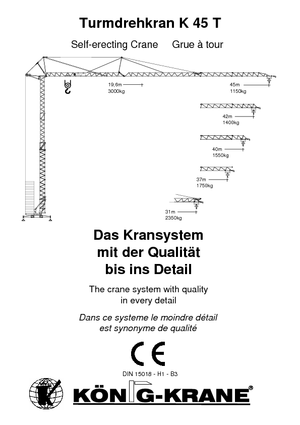 Věžové trolejové jeřáby se spodní otočí König K 45 T