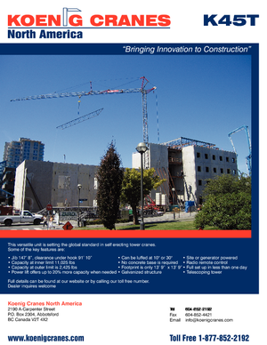 Věžové trolejové jeřáby se spodní otočí König K 45 T