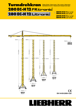 Věžové trolejové jeřáby s horní otočí Liebherr 280 EC-H 12 Lit