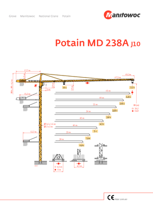 Věžové trolejové jeřáby s horní otočí Potain MD 238 A-J10