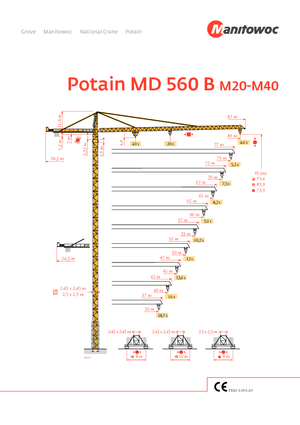 Věžové trolejové jeřáby s horní otočí Potain MD 560 B 40 T