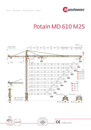 Věžové trolejové jeřáby s horní otočí Potain MD 610 M 25