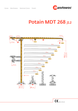 Věžové trolejové jeřáby s horní otočí Potain MDT 268 J12