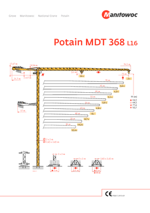 Věžové trolejové jeřáby s horní otočí Potain MDT 368 L16