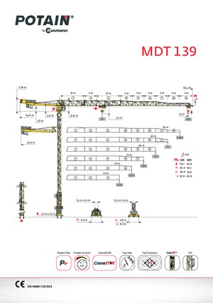 Věžové trolejové jeřáby s horní otočí Potain MDT 139