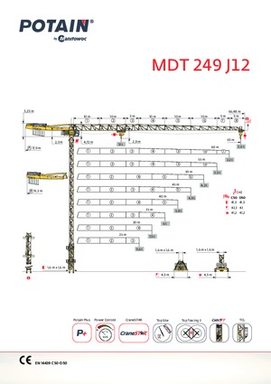 Věžové trolejové jeřáby s horní otočí Potain MDT 249 J12