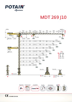 Věžové trolejové jeřáby s horní otočí Potain MDT 269 A J10