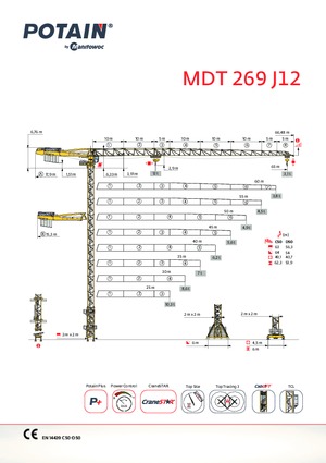 Věžové trolejové jeřáby s horní otočí Potain MDT 269 A J12