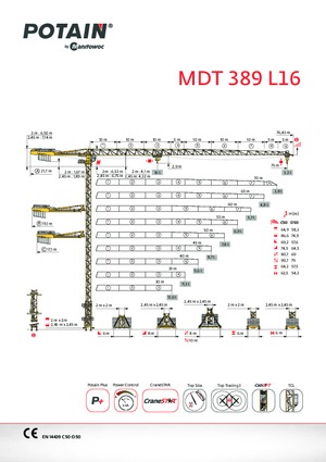 Věžové trolejové jeřáby s horní otočí Potain MDT 389 L16