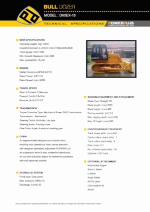 Pásové buldozery PowerPlus D60EX-15