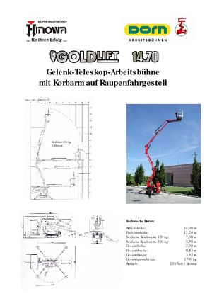 Pásové kloubové pracovní plošiny Hinowa GL 14.70