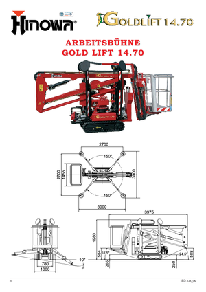 Pásové kloubové pracovní plošiny Hinowa GL 14.70