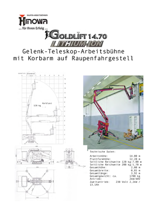 Pásové kloubové pracovní plošiny Hinowa Goldlift 14.70 IIIS
