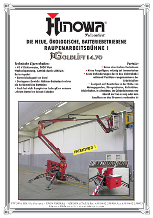 Pásové kloubové pracovní plošiny Hinowa Goldlift 14.70 IIIS