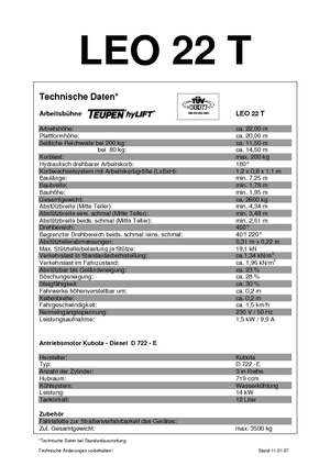 Pásové teleskopické pracovní plošiny TEUPEN Leo 22 T