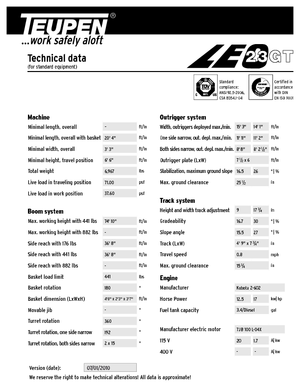 Pásové kloubové pracovní plošiny TEUPEN LEO23GT 