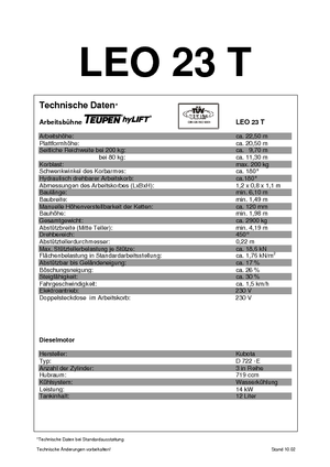 Pásové teleskopické pracovní plošiny TEUPEN Leo 23 T