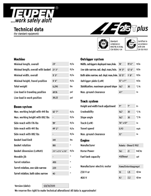 Pásové teleskopické pracovní plošiny TEUPEN LEO25Tplus