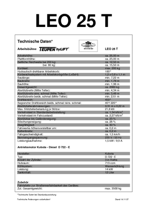 Pásové teleskopické pracovní plošiny TEUPEN Leo 25 T