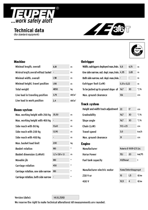 Pásové teleskopické pracovní plošiny TEUPEN LEO36T