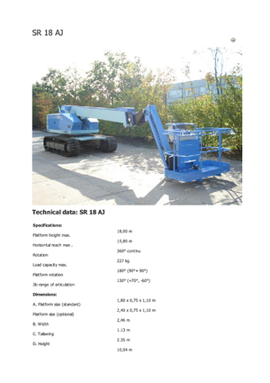 Pásové teleskopické pracovní plošiny Aichi SR18AJ