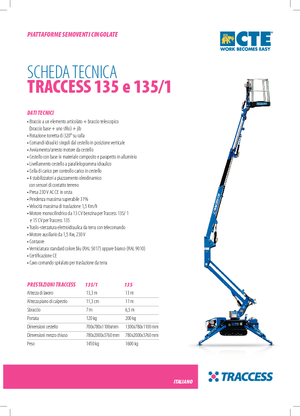 Pásové kloubové pracovní plošiny CTE Traccess 135