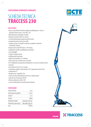 Pásové kloubové pracovní plošiny CTE Traccess 230