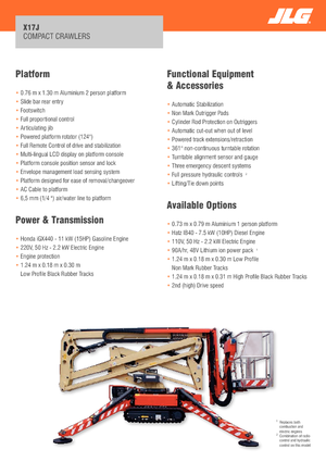 Pásové kloubové pracovní plošiny JLG X17J Plus