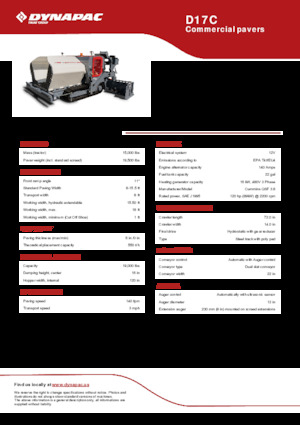 Pásové finišery Dynapac D17C