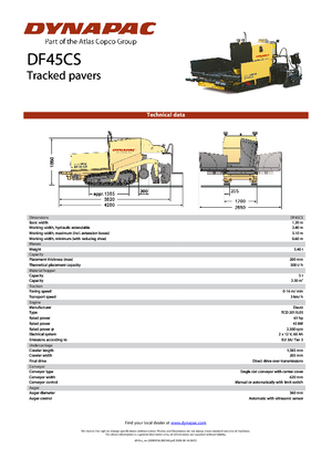 Pásové finišery Dynapac DF 45 CS