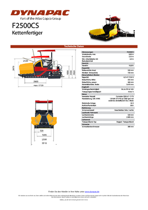 Pásové finišery Dynapac F 2500 CS
