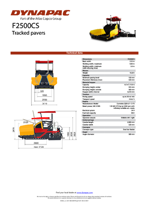 Pásové finišery Dynapac F 2500 CS