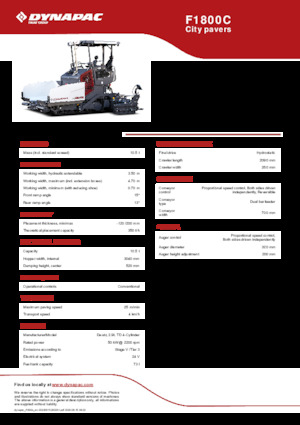 Pásové finišery Dynapac F1800C