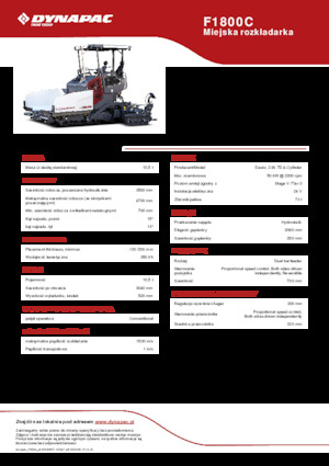 Pásové finišery Dynapac F1800C