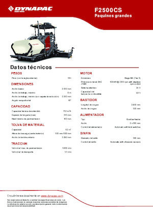 Pásové finišery Dynapac F2500CS