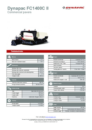 Pásové finišery Dynapac FC1400C II