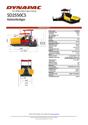 Pásové finišery Dynapac SD 2550 CS