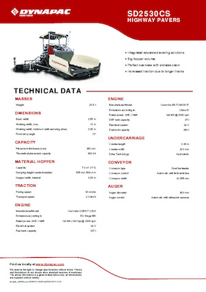 Pásové finišery Dynapac SD2530CS