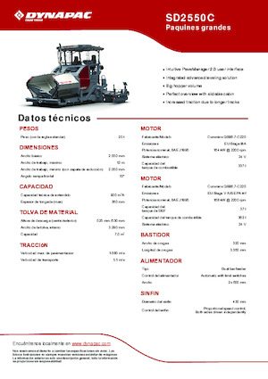 Pásové finišery Dynapac SD2550C