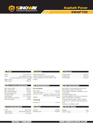 Pásové finišery Sinoway SWAP70C 