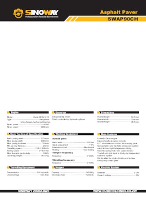 Pásové finišery Sinoway SWAP90CH