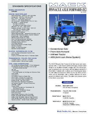 Tahače Mack PINNACLE CA68 Conventional CHU602 MP8 4x2