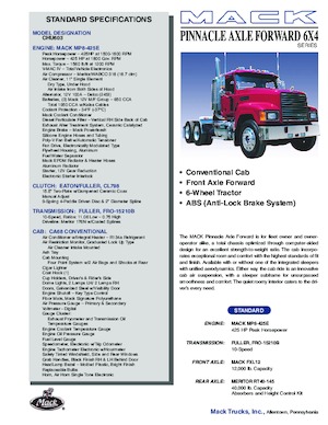 Tahače Mack PINNACLE CA68 Conventional CHU603 MP8 6x4