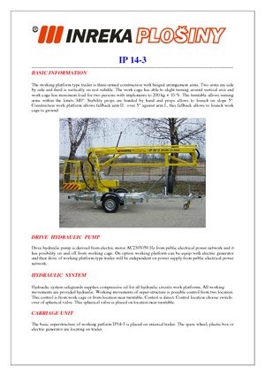 Autoplošiny s kloubovým výložníkem Inreka IP 14-3