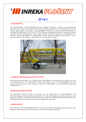 Autoplošiny s kloubovým výložníkem Inreka IP 14-3