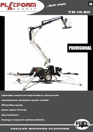 Autoplošiny s kloubovým výložníkem Platform Basket TR 15.80