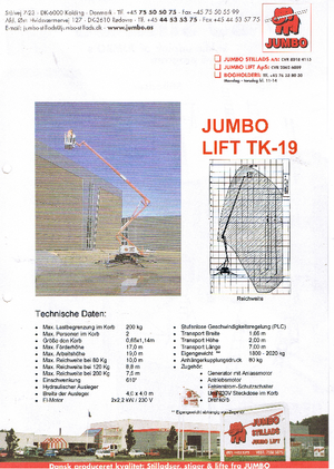 Autoplošiny s kloubovým výložníkem Jumbo Lift TK 19
