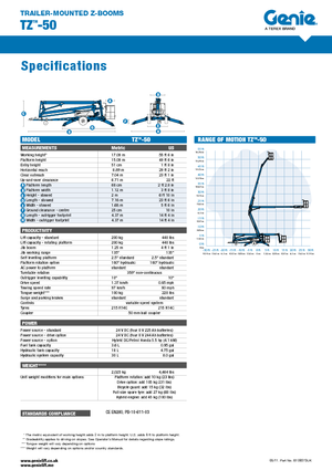 Autoplošiny s kloubovým výložníkem Genie TMZ 50/30