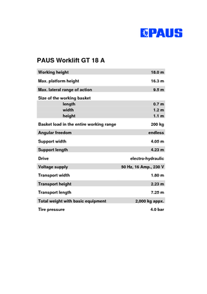 Přívěsné kloubové pracovní plošiny Paus Worklift GT 18 A