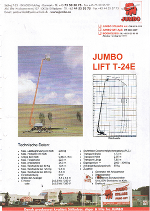 Přívěsné teleskopické pracovní plošiny Jumbo Lift T 24 E
